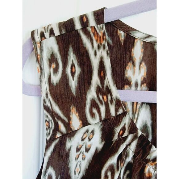 Chico's‎ 3 Southwest Sleeveles Casual Tank Top Shell Browns XL Gathered Neckline - Picture 4 of 6